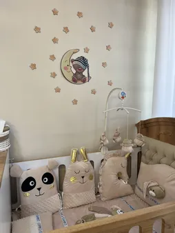 استیکر چوبی کودک باروچین مدل خرسی و ماه کد 1284