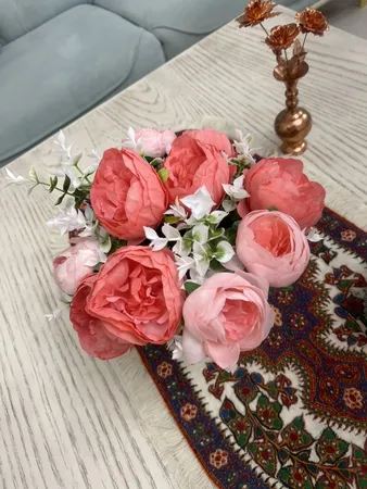 گل مصنوعی مدل دسته گل پیونی PIYONI11