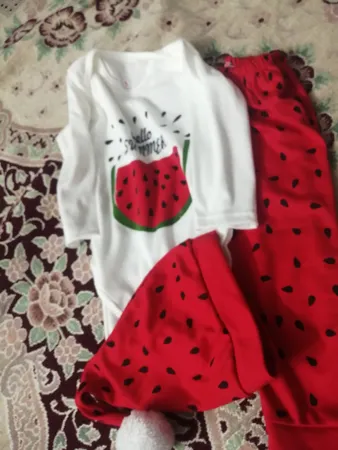ست 3 تکه لباس نوزادی طرح هندوانه مدل 124