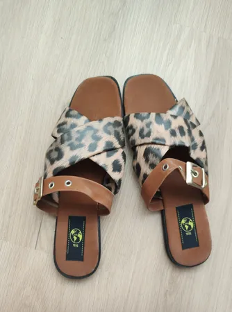 صندل زنانه سیی 1966 مدل پلنگی ضربدری کد 2247.1