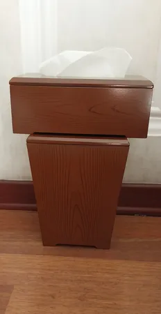 ست سطل و جعبه دستمال کاغذی مدل چوبی