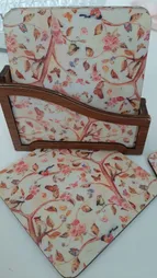 زیر لیوانی لوکسینو مدل گل و مرغ کد Shahrad_2535 بسته 6 عددی