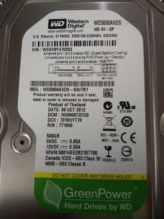 هارددیسک اینترنال وسترن دیجیتال سری سبز مدل WD5000AZRX ظرفیت 500 گیگابایت