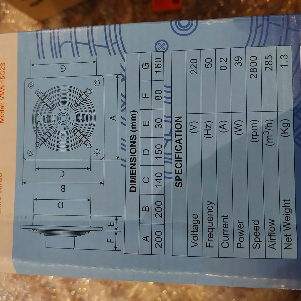 هواکش خانگی فلزی دمنده مدل VMA-15C2S