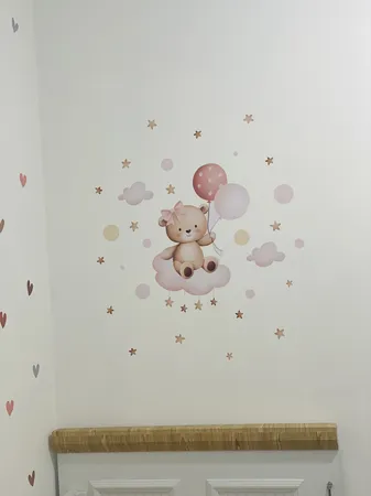 استیکر دیواری کودک راتیانا مدل girly bear بسته 16 عددی