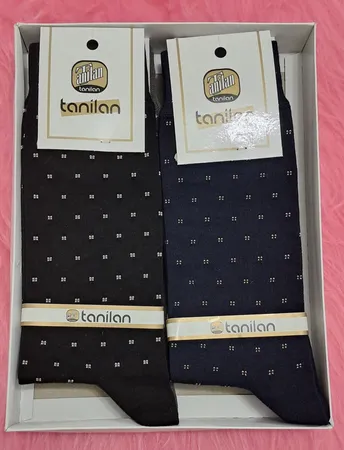 جوراب ساق بلند مردانه تانیلان مدل نانو نقطه ای کد 1464 بسته 6 عددی