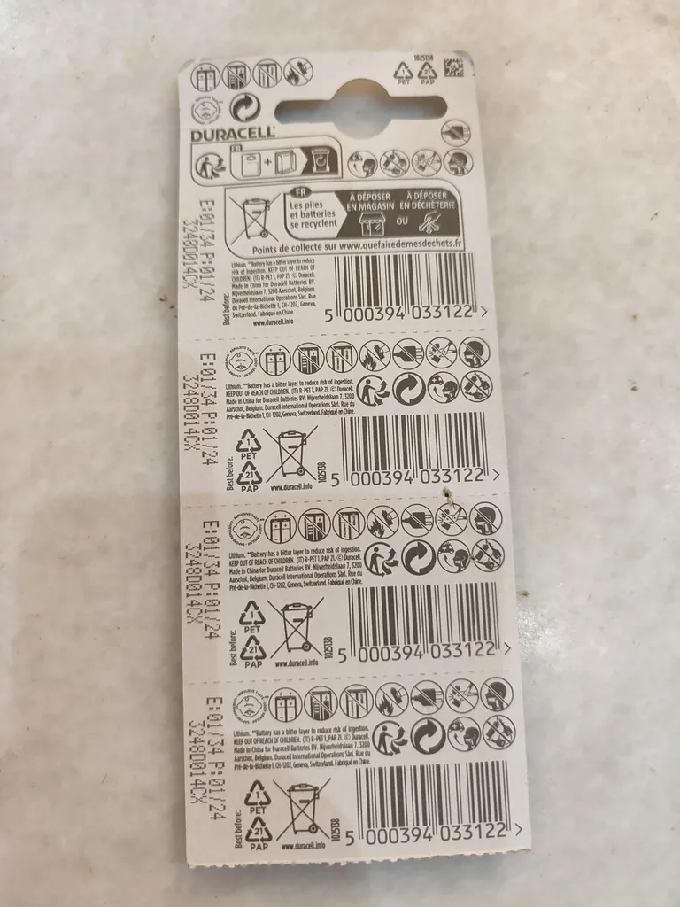 باتری سکه ای دوراسل مدل CR - 2032 بسته پنج عددی