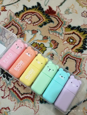 ماژیک علامت گذار مدل قاب دار طرح خرس کد 01  بسته 6 عددی