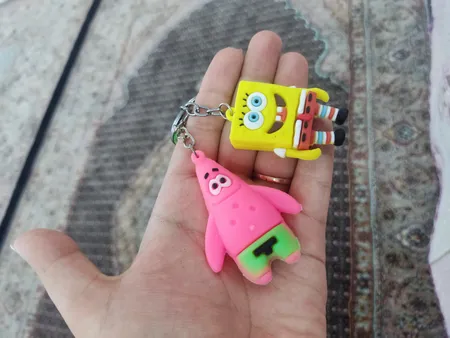 جاکلیدی مدل سیلیکونی طرح باب اسفنجی و پاتریک بسته 2 عددی