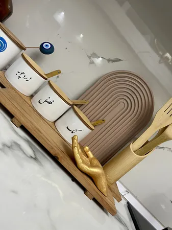 بانکه مدل سرامیکی درب چوبی مجموعه 3 عددی