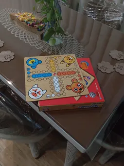 بازی منچ و مارپله تخته چوبی مدل Animals