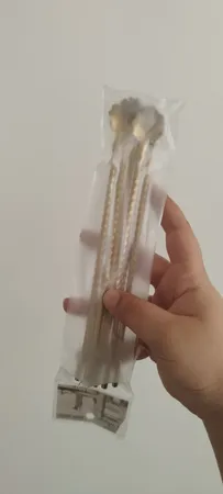 قاشق شربت خوری مدل نی دار طرح مارپیچ کد 02 مجموعه 6 عددی