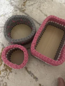 سبد قلاب بافی تریکو مدل کودک مجموعه 3 عددی