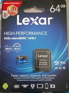 تجریه خرید کارت حافظه‌ microSDXC لکسار مدل 633X کلاس 10 استاندارد UHS-I U3 سرعت ظرفیت 64 گیگابایت