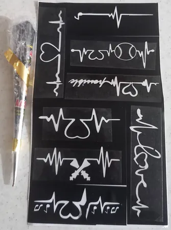 حنا طراحی و شابلون تتو موقت مدل ضربان M3 مجموعه 9 عددی