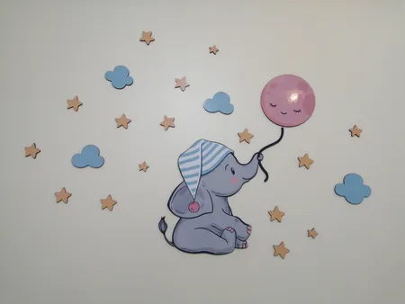 استیکر چوبی کودک باروچین مدل فیل کوچولو کد 1222