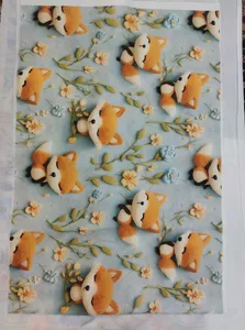 تجریه خرید پارچه ملحفه عرض 1.5 متر پارچه باما طرح سه بعدی روباه کیوت کد 5013498  رنگ سبز