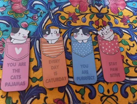 نشانگر کتاب باروچین مدل گربه های با مزه کد bk-12 بسته 4 عددی