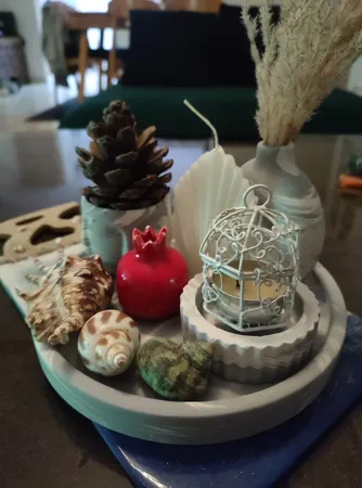 ست 6 تکه جاعودی و گلدان بتنی طرح دونات کد C07