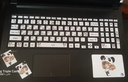 استیکر لپ تاپ راتیانا مدل panda girl مناسب برای لپ تاپ 15 تا 17 اینچ به همراه برچسب حروف فارسی کیبورد