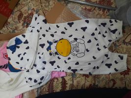 ست سرهمی و کلاه نوزادی پسرانه طرح گاو کد M267