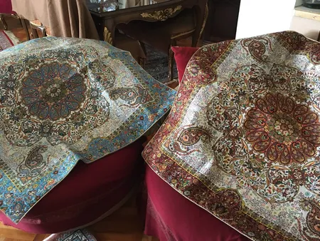 رومیزی ترمه نگین خاتم یزد طرح افشاری کد LMAB