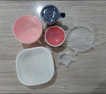 درپوش ظرف مدل سیلیکونی مجموعه 6 عددی