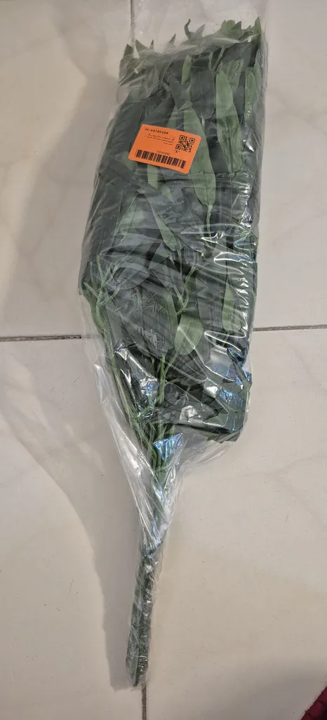 گل مصنوعی مدل بوته برگ بامبو لمسی بسته 12 عددی