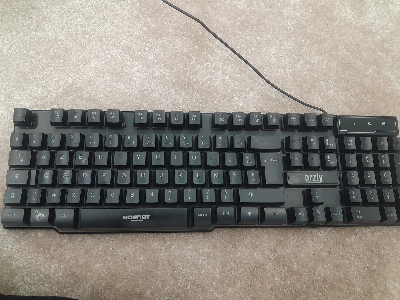 ست گیمینگ اورزلی مدل HORNET_RX_250_NEON BACKLIGHT، سوییچ ممبران، Full-Size، نورپردازی LED RGB