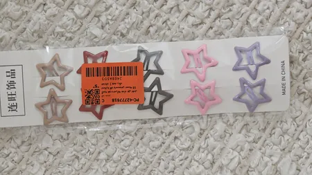 گیره مو دخترانه مدل تق تقی ستاره ای پاستیلی بسته 10 عددی