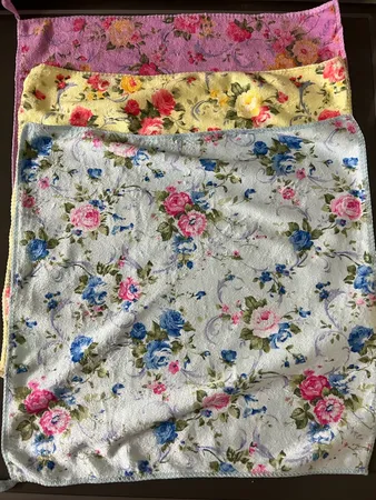 دستمال آشپزخانه مدل حوله ای نانو گلدار مجموعه 3 عددی