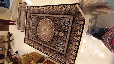 فرش ماشینی سهند کد VF24.DB زمینه سرمه ای