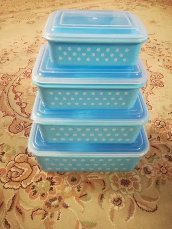 ظروف نگهدارنده غذا فرش کیپس طرح خالدار کد ZA2 مجموعه 4 عددی