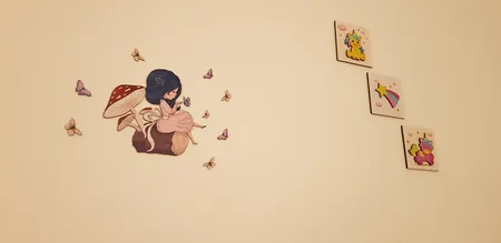 استیکر چوبی باروچین طرح Girl and Butterfly