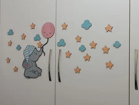 استیکر چوبی کودک باروچین مدل فیل کوچولو کد 1222