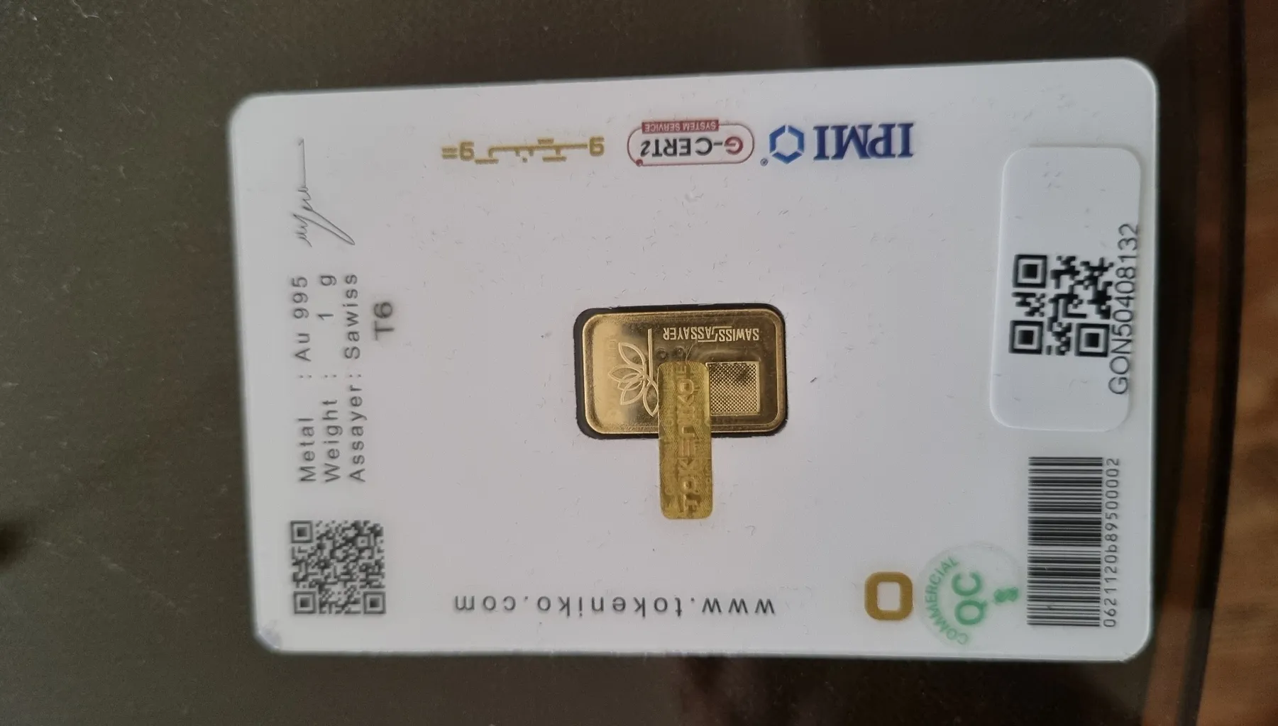 شمش طلا 24 عیار توکنیکو مدل GON-1