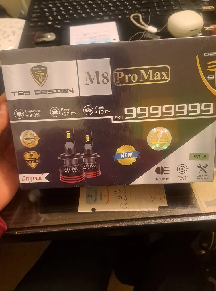 هدلایت تی بی اس دیزاین مدل M8 Pro Max پایه H7 بسته 2 عددی