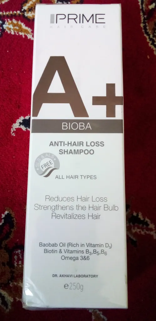 شامپو ضد ریزش و تقویت‌کننده پرایم مدل A+ Bioba حجم 250 میلی‌لیتر