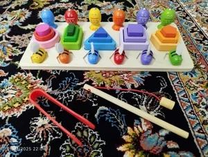 تجریه خرید بازی آموزشی مدل مونته سوری چوبی طرح پایه اشکال 5 ستون ماهیگیری و زنبور