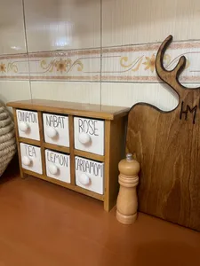 تجریه خرید جای ادویه 6 پارچه مدل چوبی و سرامیکی کد Text06