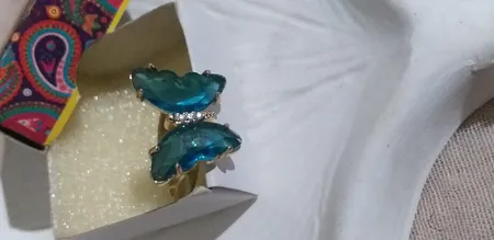 انگشتر دخترانه مدل پروانه کریستالی 148 رنگ آبی