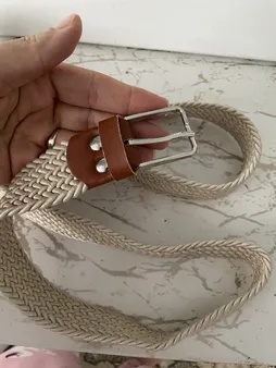 کمربند زنانه مدل کنفی رنگ کرم