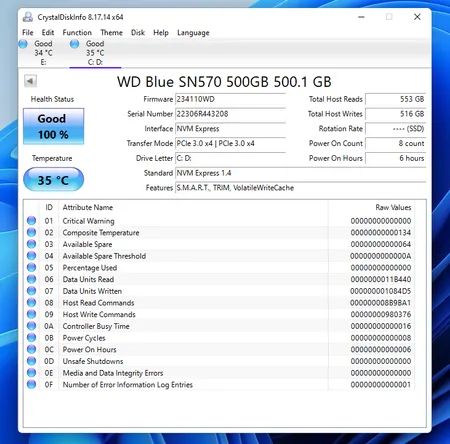 حافظه SSD وسترن دیجیتال مدل Blue SN570 ظرفیت 500 گیگابایت