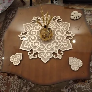 تجریه خرید ست رومیزی سه تکه طرح ستاره کد Ro560/SET-GOLAL/6ug به همراه زیرلیوانی