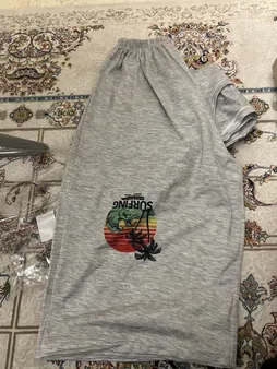 ست تی شرت و شلوارک مردانه مدل هاوایی  کد 150 رنگ طوسی