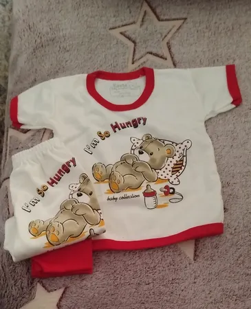 ست تی شرت و شلوار نوزادی مدل خرس کد 3822