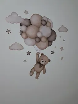 استیکر دیواری کودک راتیانا مدل teddy in balon
