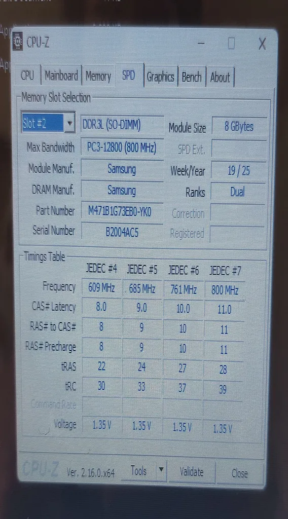 رم لپ تاپ DDR3 تک کاناله 1600 مگاهرتز CL11 سامسونگ مدل PC3L ظرفیت 8 گیگابایت