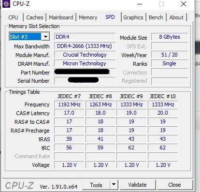 رم لپ تاپ کروشیال مدل DDR4 2400MHz ظرفیت 8 گیگابایت