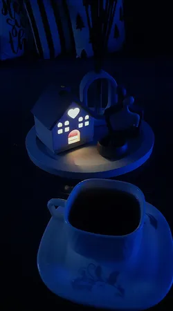 ست 5 تکه جاشمعی بتنی طرح کلبه مدل MD045